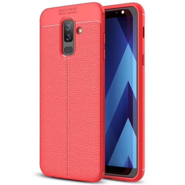 Bakskall / mobilskall Litchi Samsung Galaxy J8 (2018) Rød