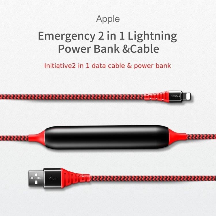 ROCK USB til Lightningkontakt med powerbank iPhone