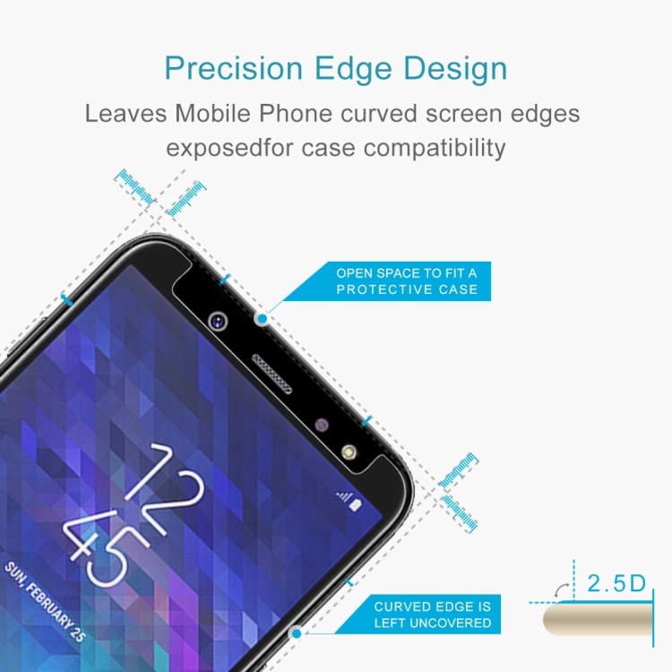 Skjermbeskyttelse / displaybeskyttelse i herdet glass 9H 2.5D Samsung Galaxy A6 (2018) 2-pk