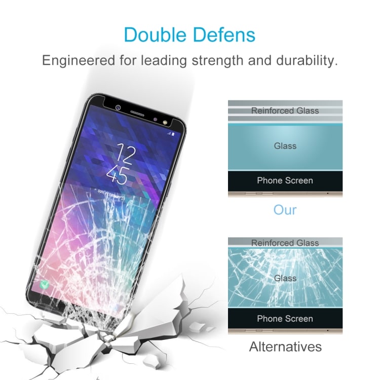 Skjermbeskyttelse / displaybeskyttelse i herdet glass 9H 2.5D Samsung Galaxy A6 (2018) 2-pk