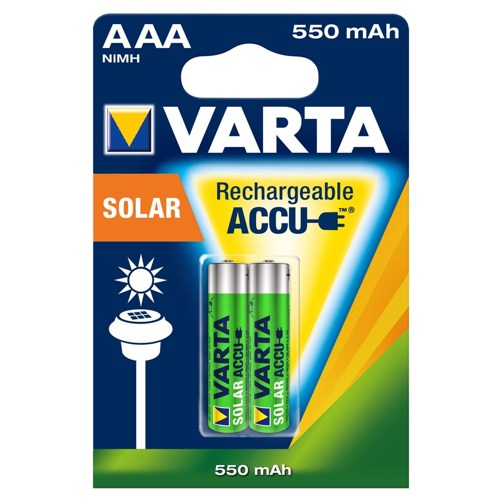 Varta Solar  R03 (AAA) NiMH Ladbart batteri HR03 550 mAh 1.2 V 2 stk