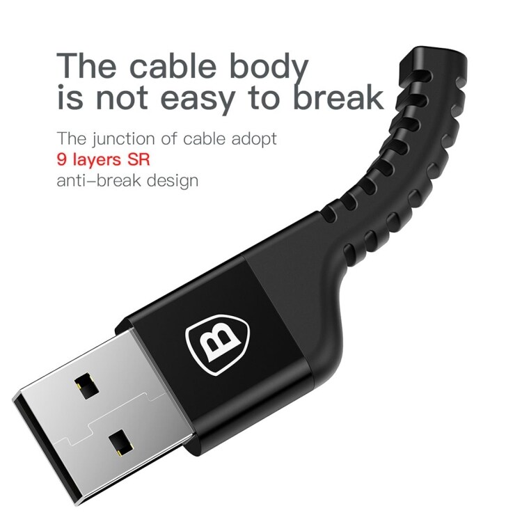 Baseus Flettet USB-kabel USB A til lightning 1m Svart