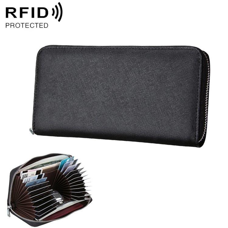 Stor RFID-beskyttet Lommebok Nøkkellomme Svart