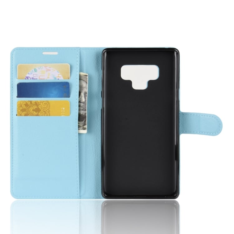 Kunstlærfutteral Kortlommer & Stativfunksjon Samsung Galaxy Note 9 Lyseblå