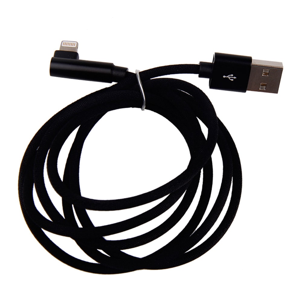 Lightning USB-kabel vinklet 1,2m Svart