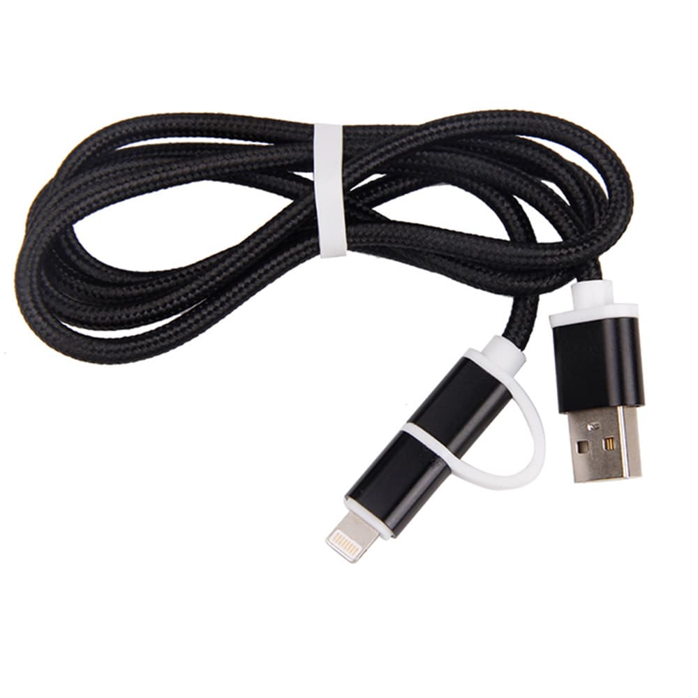 2i1 USB-kabel MicroUSB/lightning Svart 1m