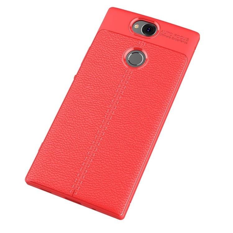 Bakskall Litchi Sony Xperia XA2 Plus - Rød