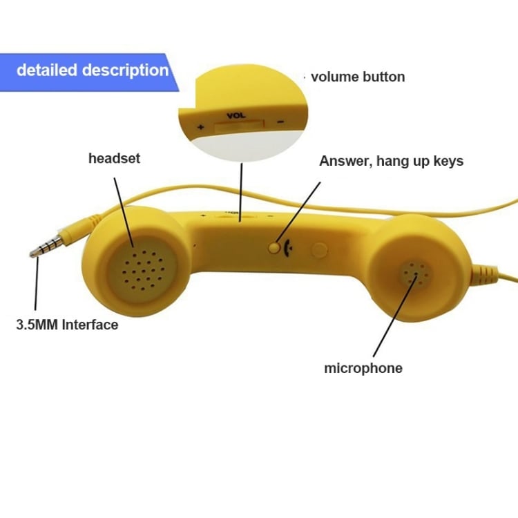 Retroheadset Telefon 3,5mm Svart