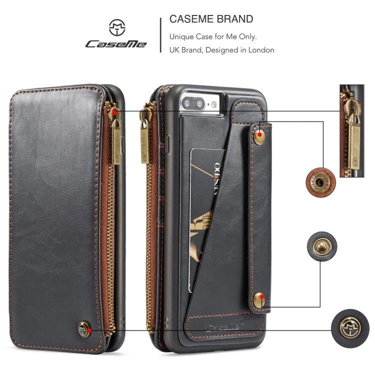 CaseMe-011 Lommebokfutteral iPhone 8 Plus & 7 Plus Svart