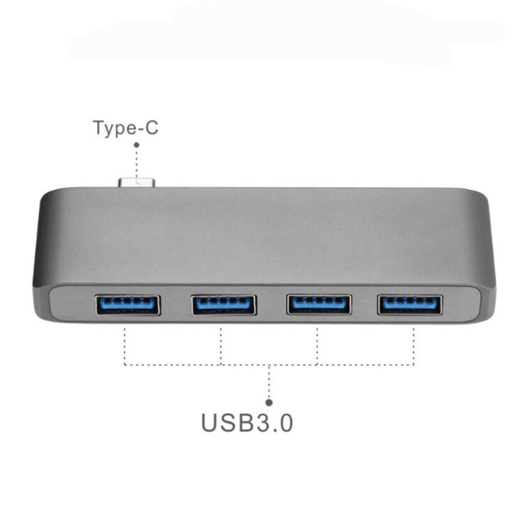T4 USB-hub USB type-C til 4xUSB 3.0
