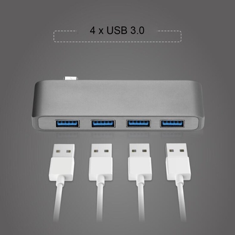 T4 USB-hub USB type-C til 4xUSB 3.0