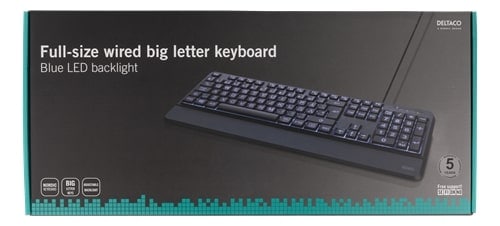 DELTACO Tastatur i full størrelse med ekstra store tegn