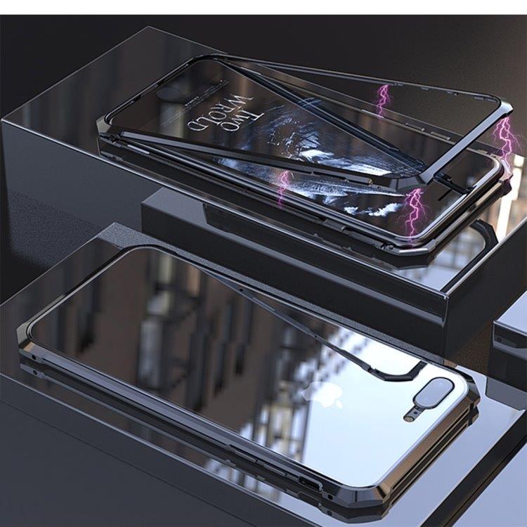 Magnetisk Temperert Skjermbeskyttelse Ramme iPhone 8 Plus & 7 Plus Svart