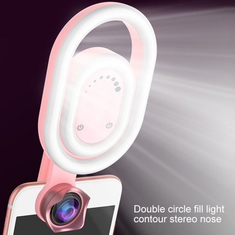 Vidvinkelobjektiv med Lys til Smartphone Rosa