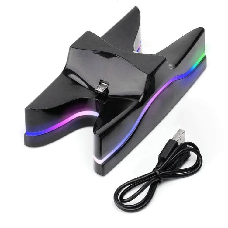 LED Dual-ladestasjon til PS4-kontroller / PS4-ladedock / Ladestativ for PS4-kontrollere