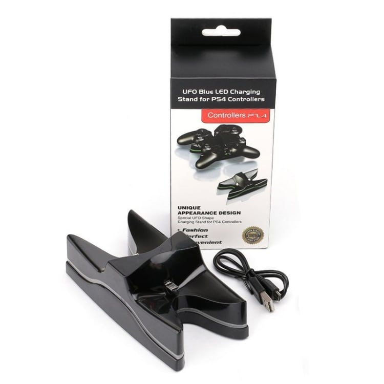 LED Dual-ladestasjon til PS4-kontroller / PS4-ladedock / Ladestativ for PS4-kontrollere