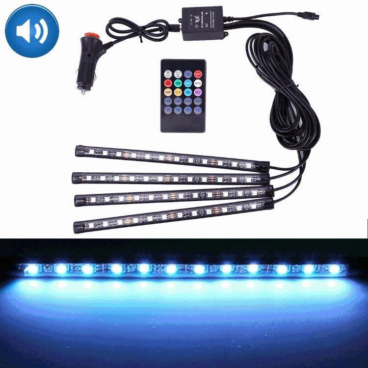 LED-stripe for bil - 48 lysdioder med RGB og fjernkontroll