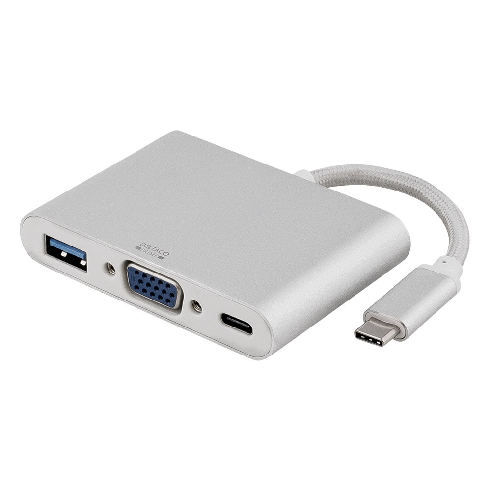 DELTACO PRIME adapter USB-C til VGA+USB-A Konverterer