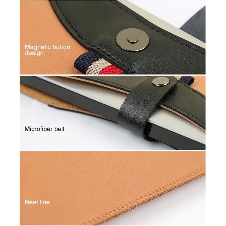 Liggende magnetknapp lærfutteral til MacBook Air 13.3" svart+brun