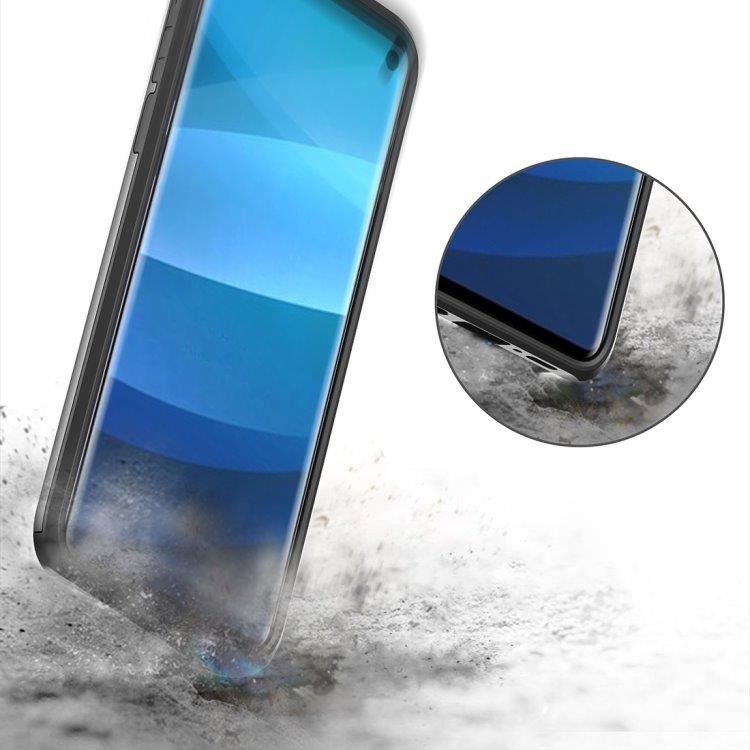 Sølv - Støtsikkert panserdeksel med kortholder til Samsung Galaxy S10 E