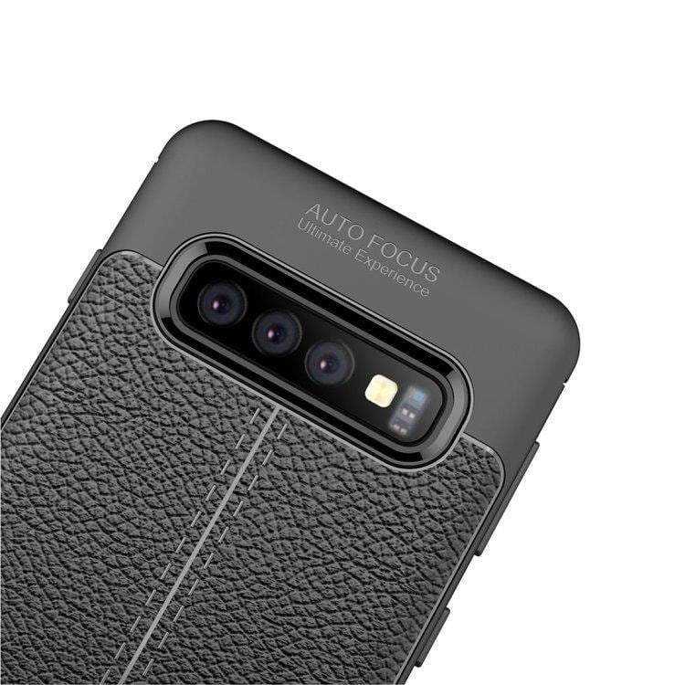Lærimitasjon av silikon Deksel til Samsung Galaxy S10 - Svart
