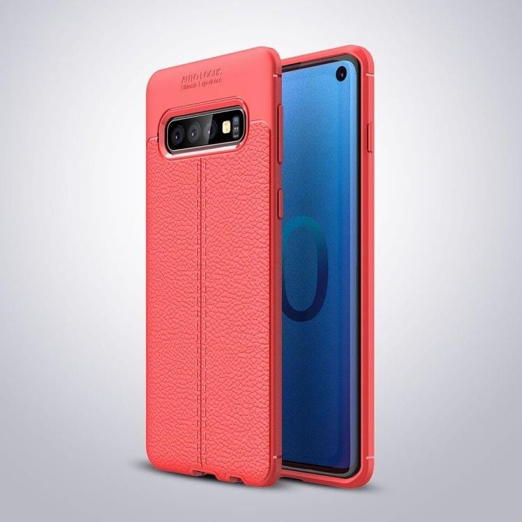 Lærimitasjon av silikon Deksel til Samsung Galaxy S10 - Rødt