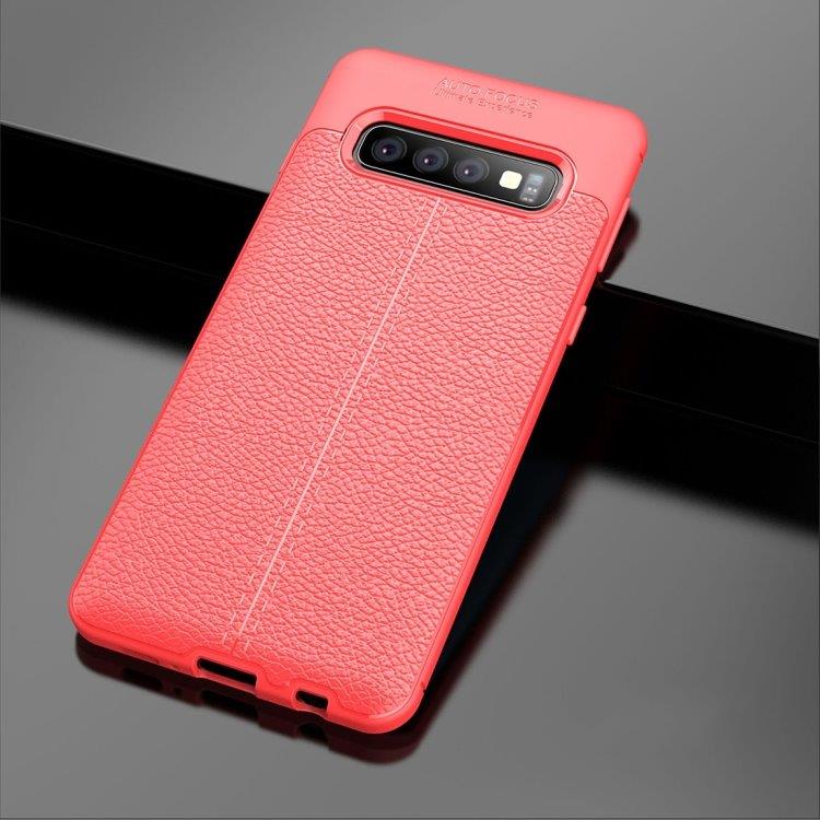 Lærimitasjon av silikon Deksel til Samsung Galaxy S10 - Rødt