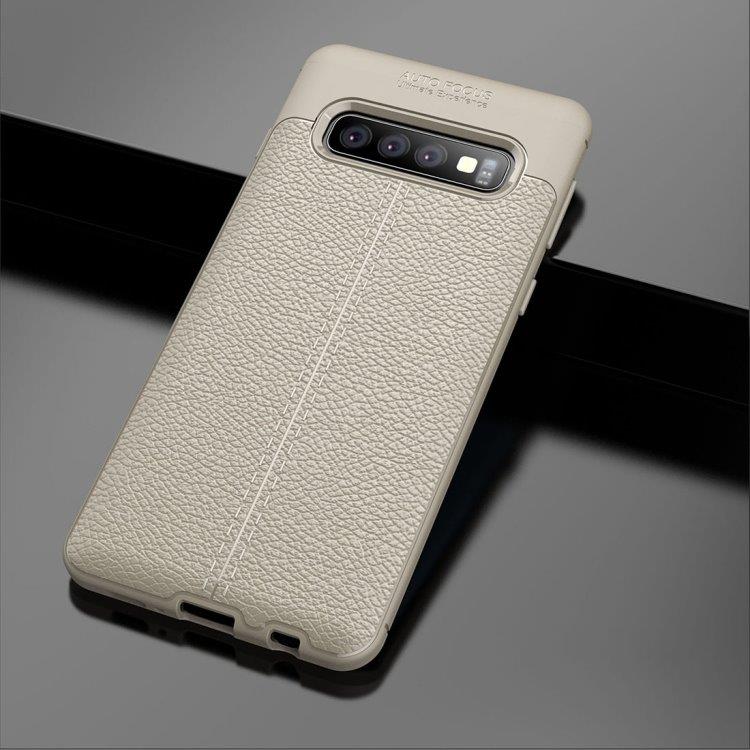 Lærimitasjon av silikon Deksel til Samsung Galaxy S10 - Grått
