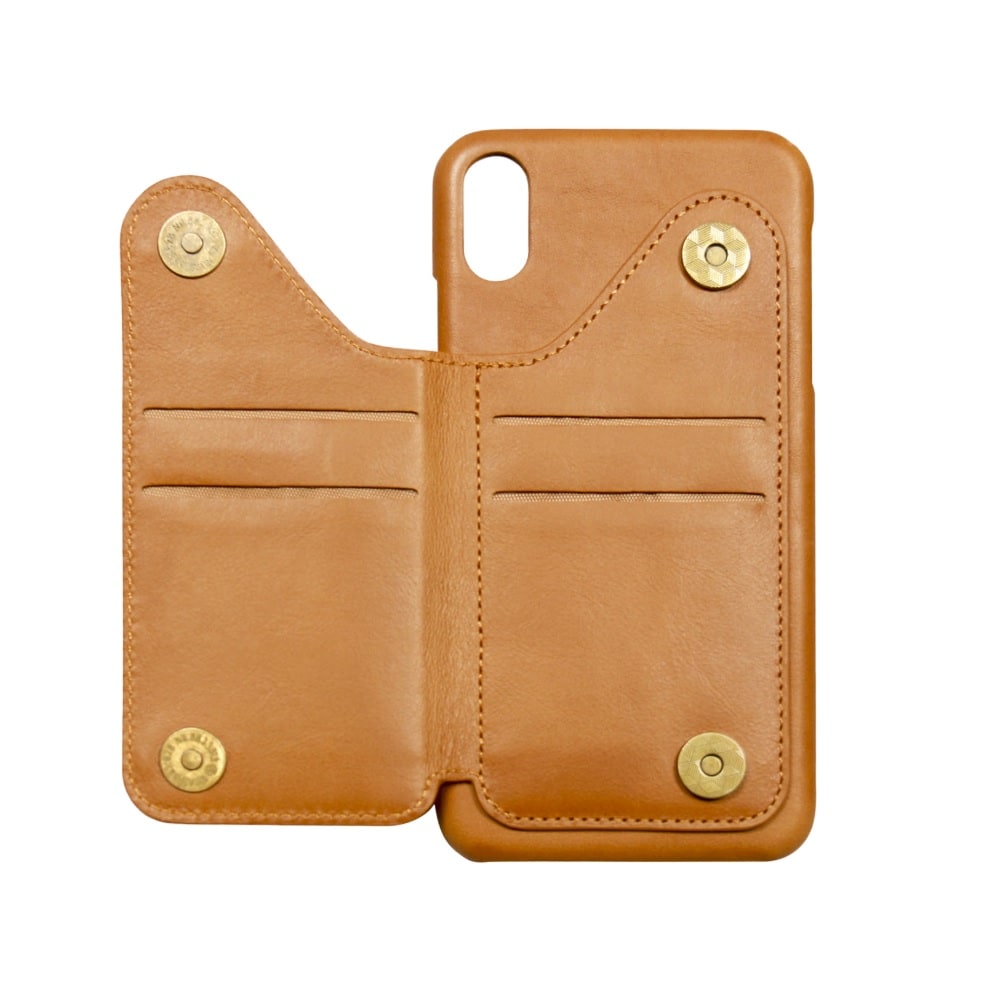 Lommebokdeksel av skinn til Iphone XS MAX - Cognac
