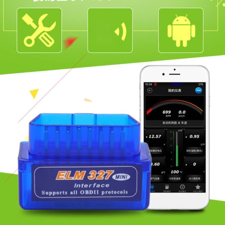 OBD V2.1 mini ELM327 OBD2 Bluetooth bildiagnostikk