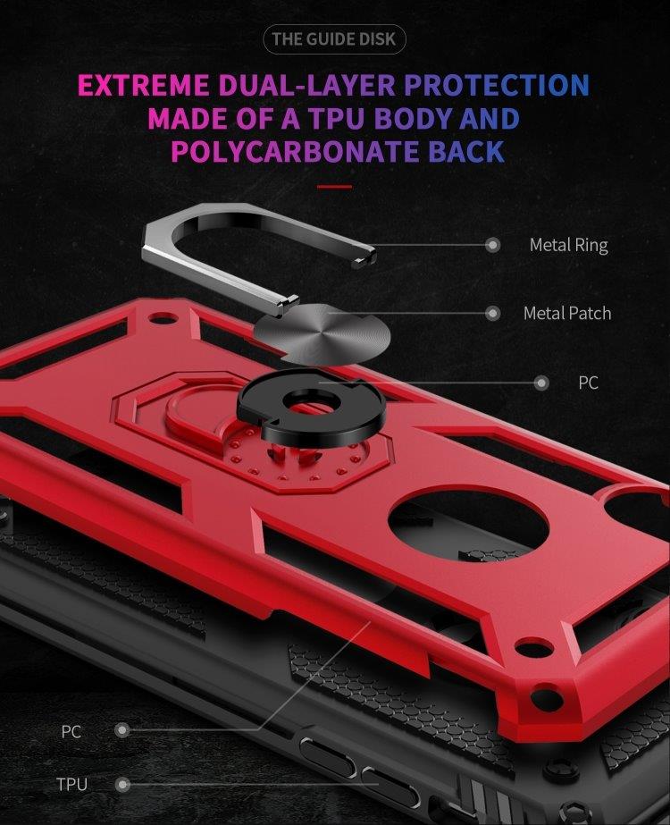 Shockproof Deksel med ringholder iPhone XS Max (Rød)