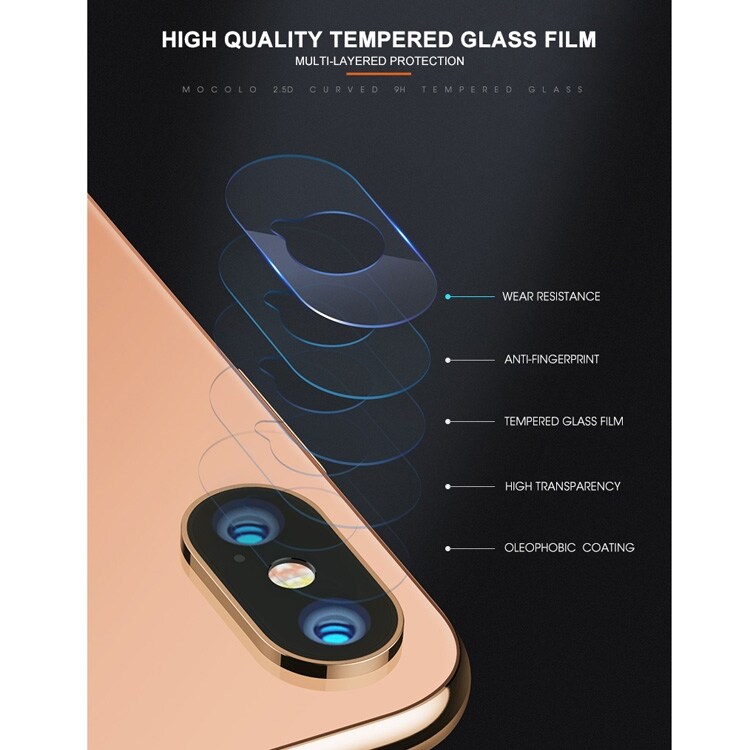 Skjermbeskyttelse herdet glass kameralinse iPhone XS / X
