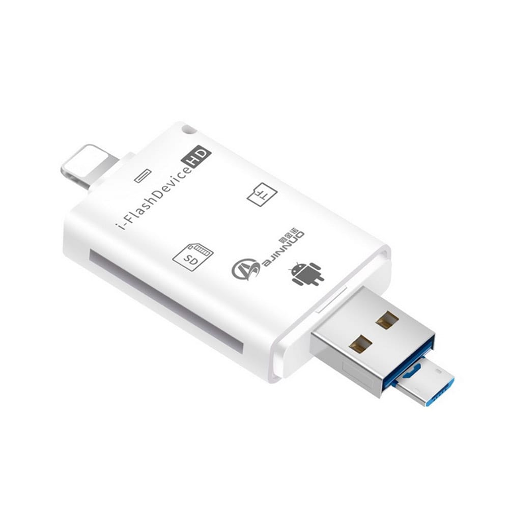 4i1 Minnekortleser USB/Lightning/MicroUSB