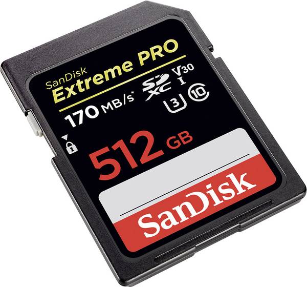 512GB SanDisk Extreme Pro SDXC Class 10 UHS-I U3 V30 170/90MB/s