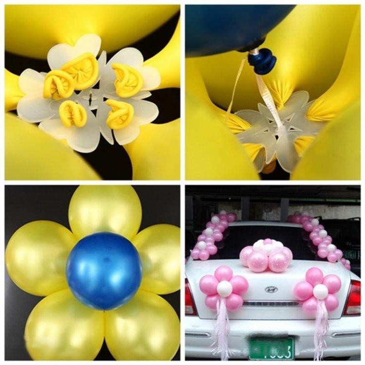 5-Pack Ballongholder Blomst - Ballongstickers / dekorasjonsfeste