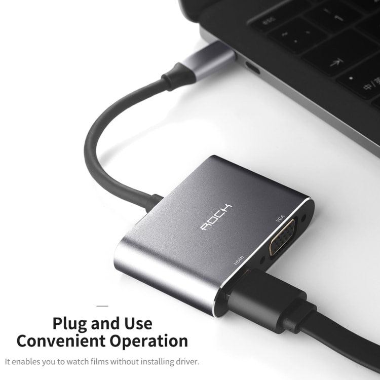 ROCK USB-C / Type-C til HDMI + VGA adapter
