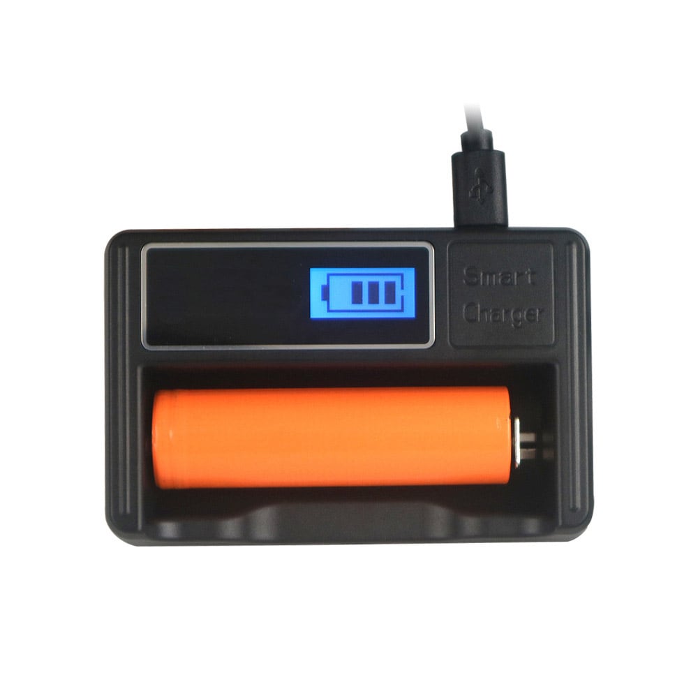 Batterilader med LCD 1stk - 18650