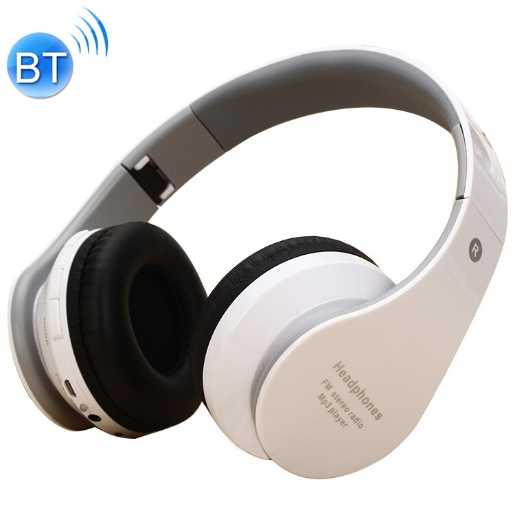 Hvitt headset med plass til TF-kort og 3.5mm Aux uttak - Kompatibelt med MP3 og FM-radio