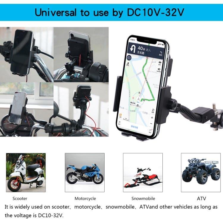 Motorsykkel Mobilholder med Qi-lader