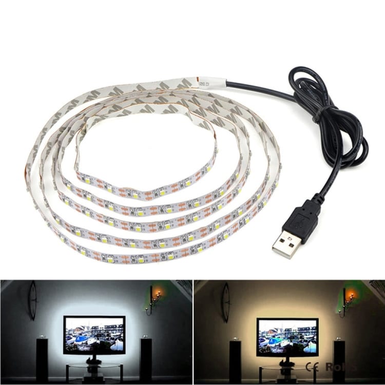 Usb-drevet TV-belysning 5 meter - Varm hvit