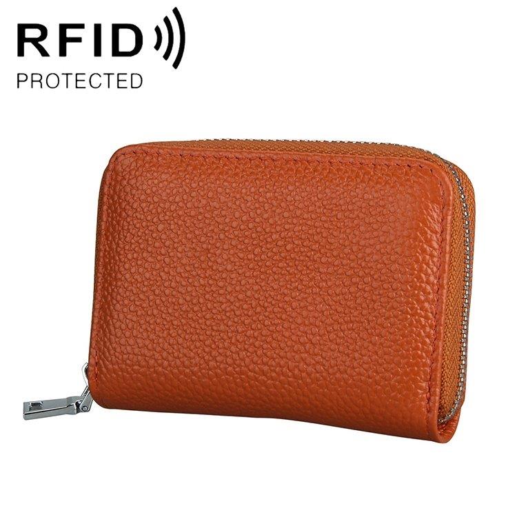 Lommebok glidelås RFID Brun
