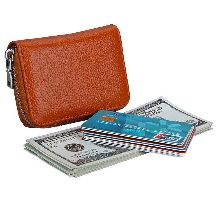 Lommebok glidelås RFID Brun