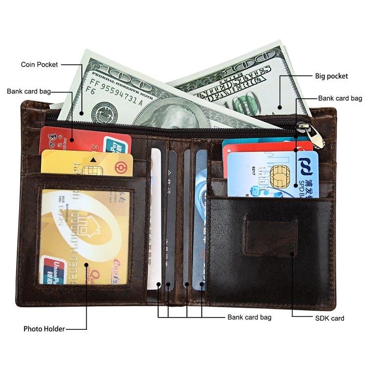 Herr Lommebok RFID Oil Wax med avtagbar kortholder