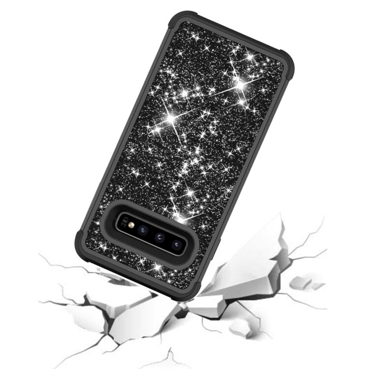 Shockproof Glitterdeksel Samsung Galaxy S10+ Svart