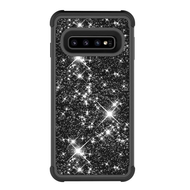 Shockproof Glitterdeksel Samsung Galaxy S10 Svart