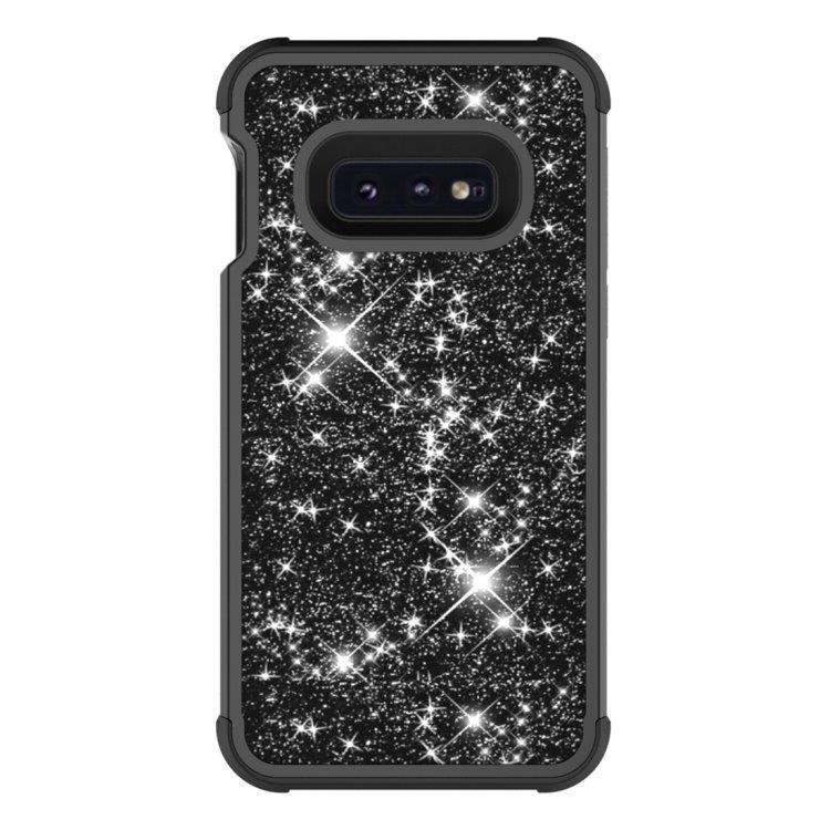 Shockproof Glitterdeksel Samsung Galaxy S10E Svart