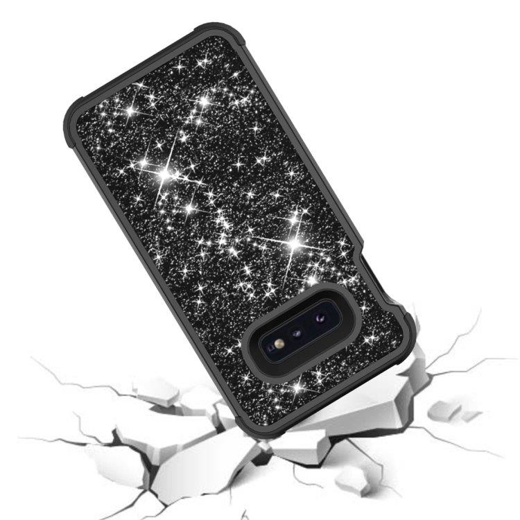Shockproof Glitterdeksel Samsung Galaxy S10E Svart
