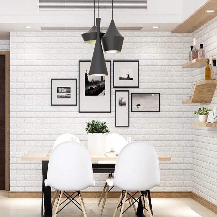 Veggdekorasjon/Wall Sticker Murstein 70cm x 77cm Hvit