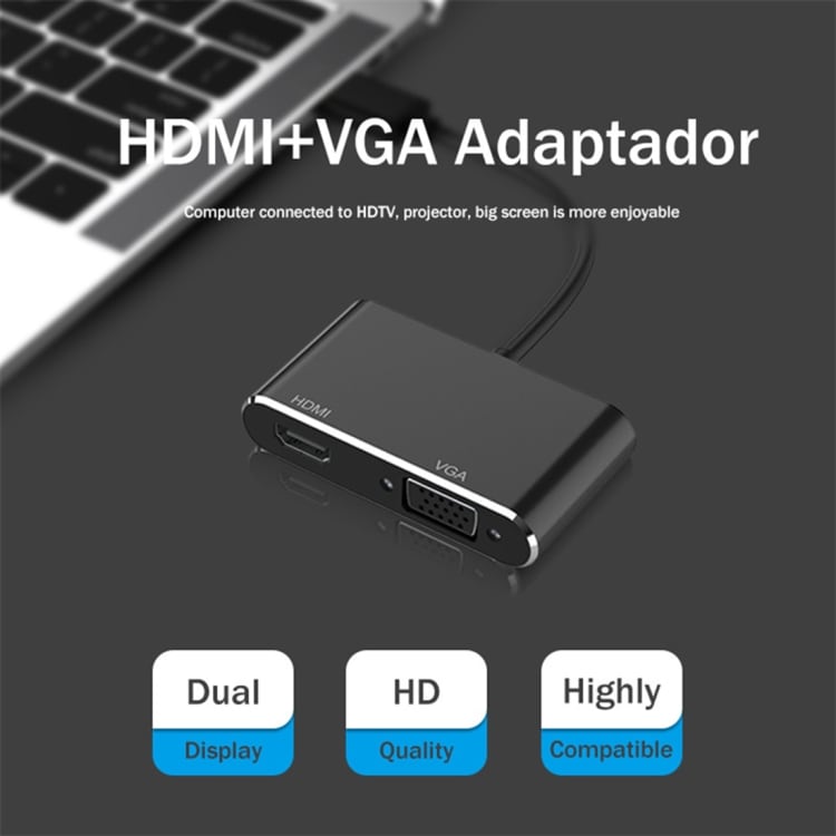 2 i 1 USB 3.0 til HDMI + VGA Adapter