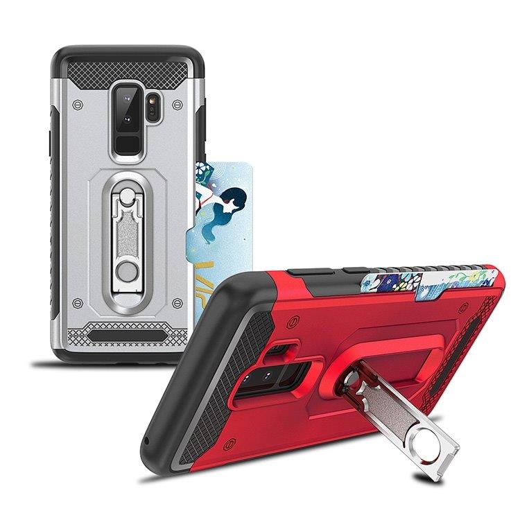 Rødt Shockproof deksel med holder til Galaxy S9+